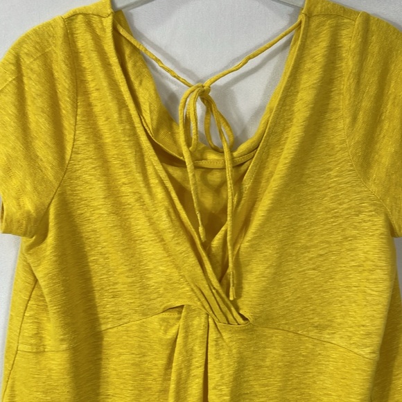 Maeve By Anthropologie XS Top Tee Bright Yellow 100% Linen EUC - Picture 3 of 8